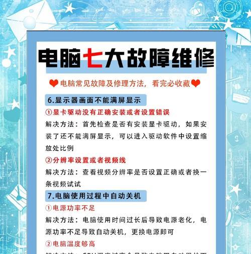 电脑蓝屏问题的修复方法（解决电脑蓝屏故障，让电脑重现昔日正常运行）